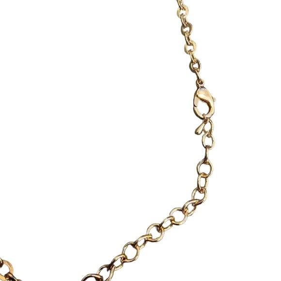 Multilayered Gold Toned Chain with Blue Glass Charms Necklace Adjustable - Picture 5 of 6